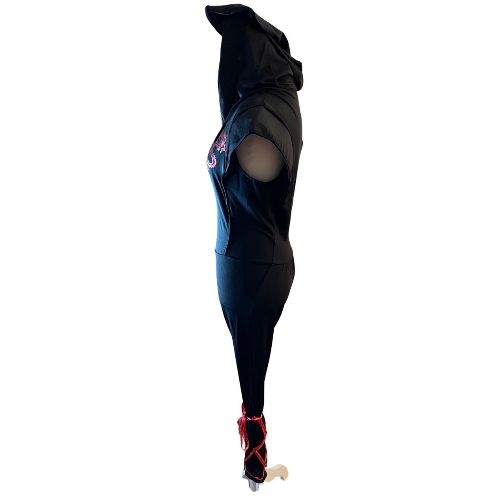 AMSCAN Ninja Dragon Jumpsuit Costume Black & Red Hooded Women’s Medium 6-8 NWOT - Picture 6 of 8